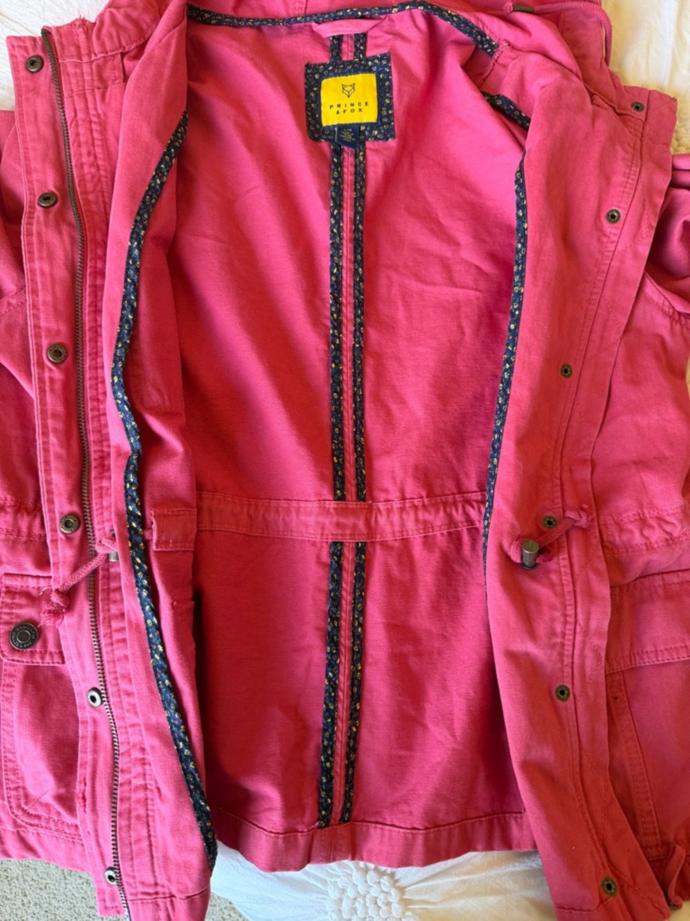 ✅Prince & Fox brand Hooded 100% cotton jacket in pink almost coral color. Wms L - Picture 3 of 13